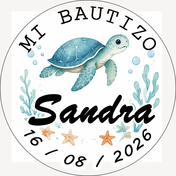 Etiqueta de Bautizo - Tortu