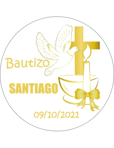 Etiqueta de Bautizo - Cruz Dorado