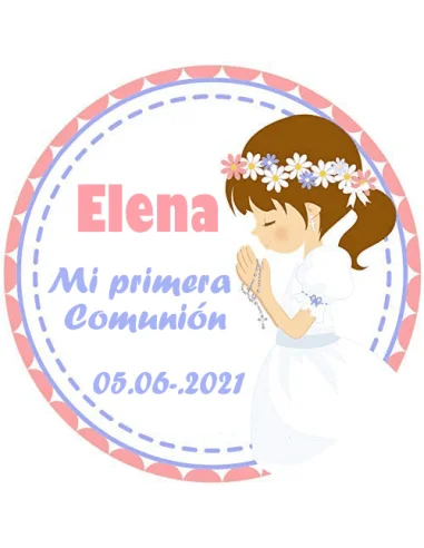 Etiqueta de Comunión - Niña Castaño