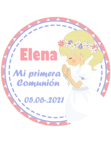 Etiqueta de Comunión - Niña Rubia