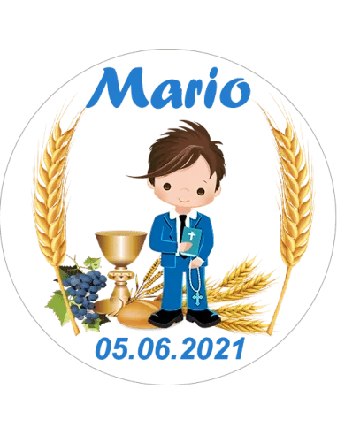 Etiqueta de Comunión - Niño Traje Azul