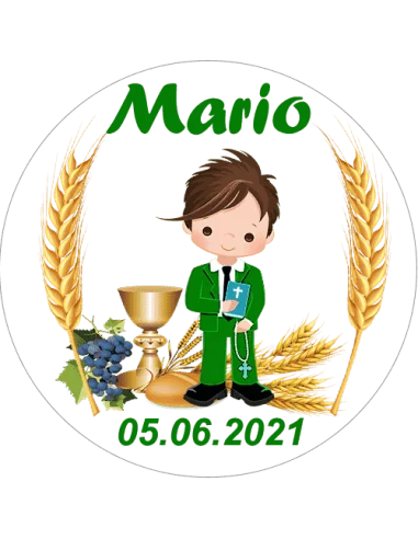 Etiqueta de Comunión - Niño Traje Verde