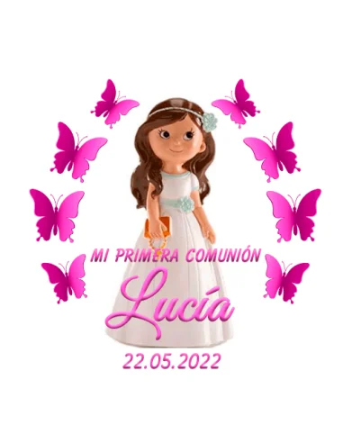Etiqueta de Comunión - Niña Mariposas