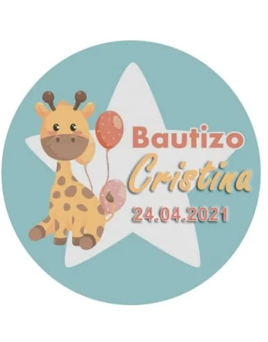 Etiquetas Bautizo Jirafa